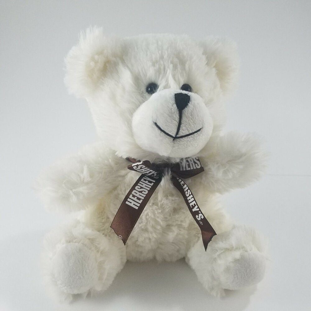 Hershey's WHITE TEDDY BEAR 8" Plush Galerie Stuffed Animal Plushie Valentines